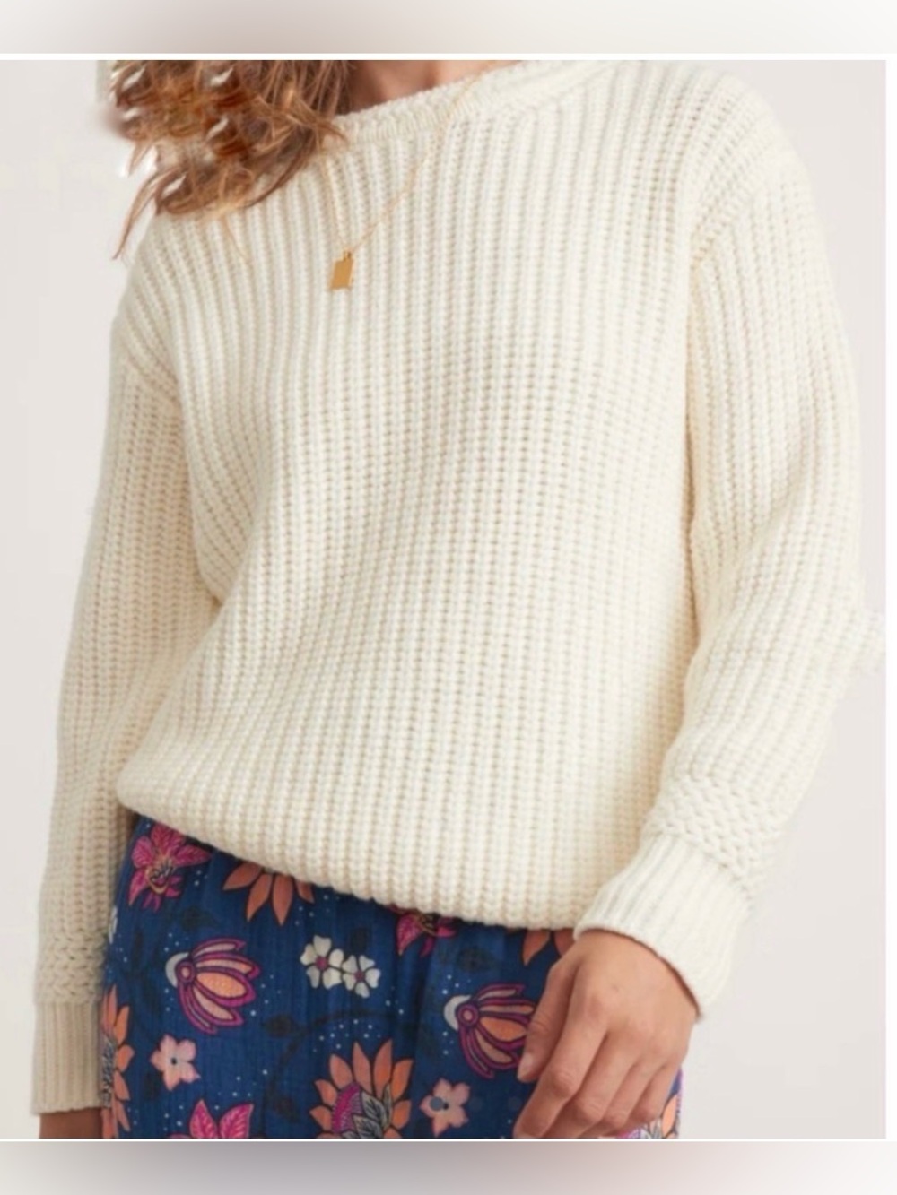Marine Layer Women’s Merino Wool Blend Chunky Knit Fisherman’s Sweater Size L